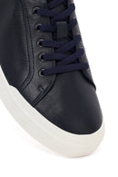 Erkek Lacivert Bağcıklı Deri Sneaker | Derimod