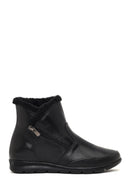 Woman Black Zip Closure Leather Comfort Boots | Derimod