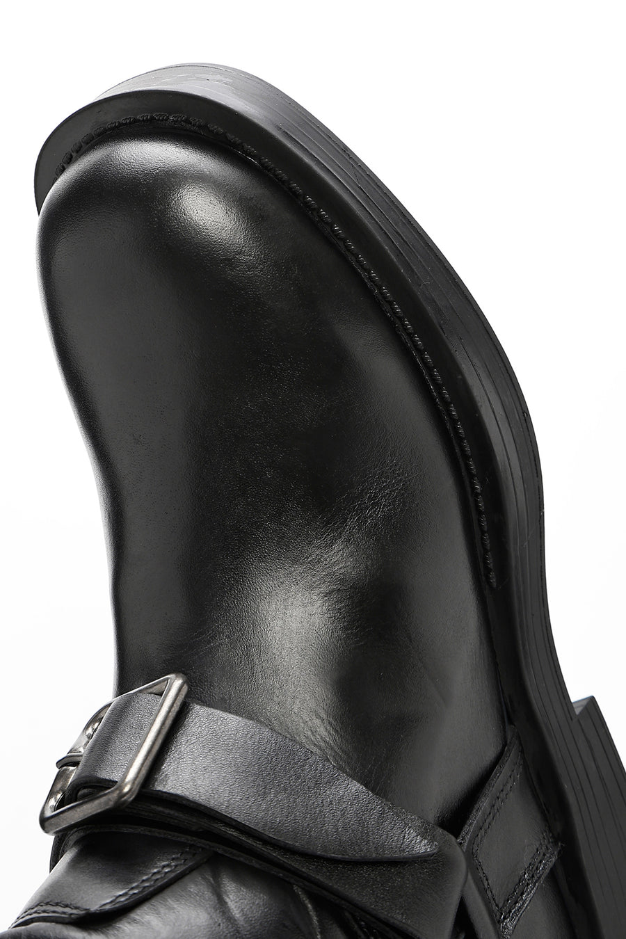 Women's Black Buckle Detailed Leather Boots