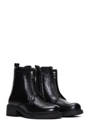 Women's Black Leather Zippered Casual Boots | Derimod