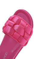 Women's Pink Thick-Soled Knitted Patterned Slippers | Derimod