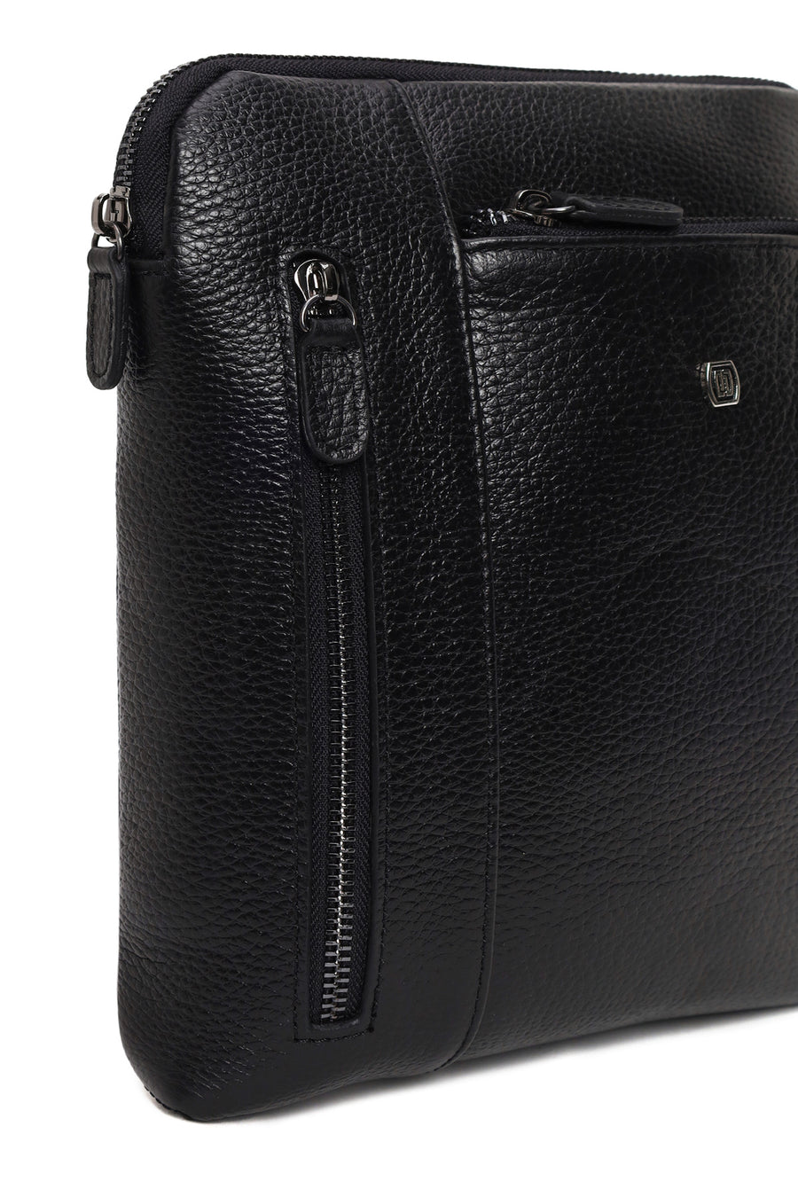 Male Black Leather Crossbody Bag