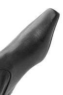 Women's Black Thin Short Heeled Leather Boots | Derimod