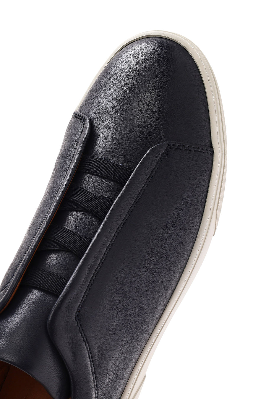Erkek Lacivert Lastikli Deri Sneaker