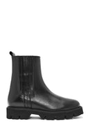Women's Black Zippered Leather Chelsea Boots | Derimod