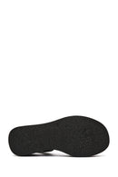 Women's Black Thick Soled Leather Comfort Sandals | Derimod