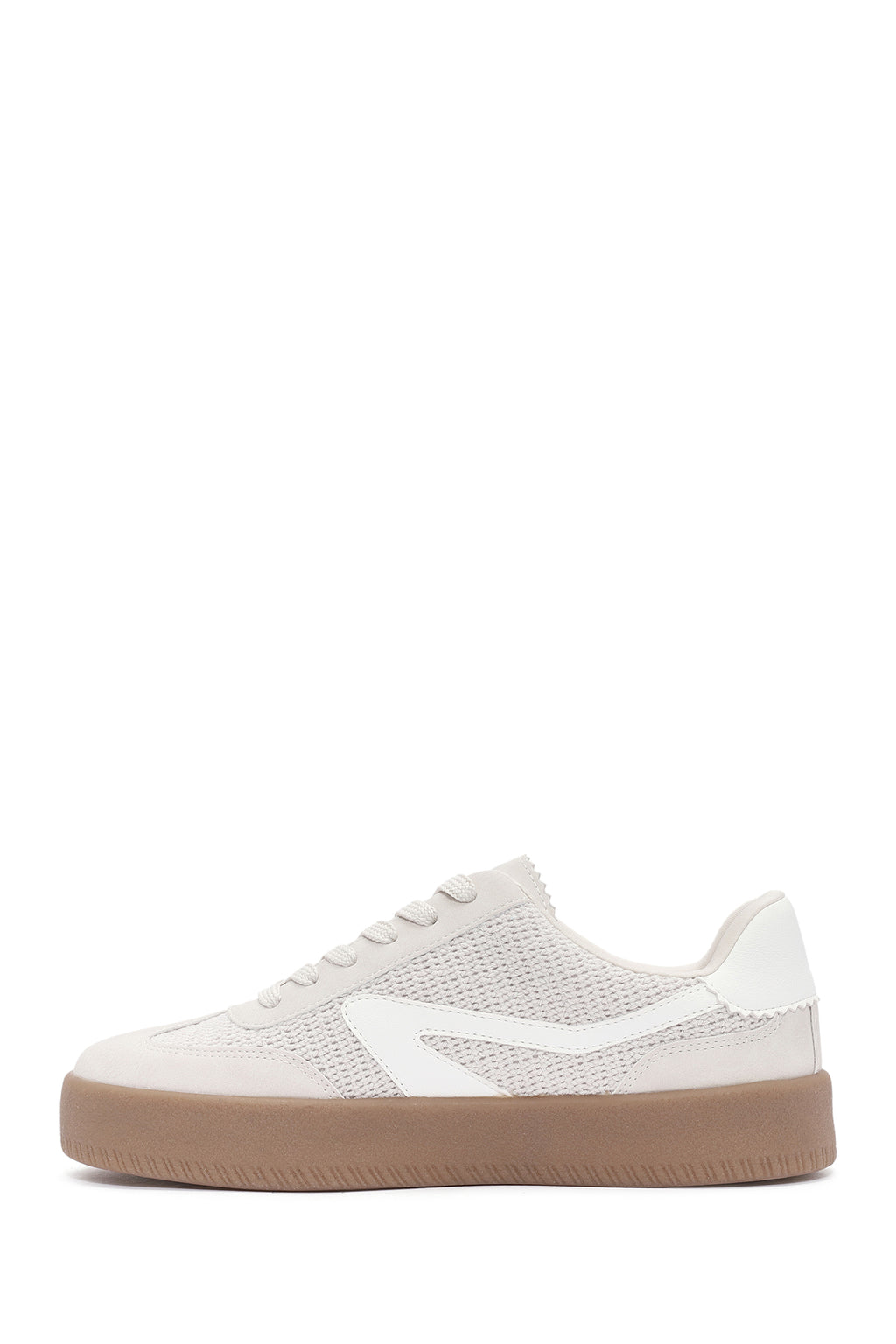 Kadın Bej Bağcıklı Sneaker