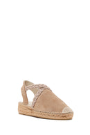 Women's Beige Suede Leather Espadrille | Derimod