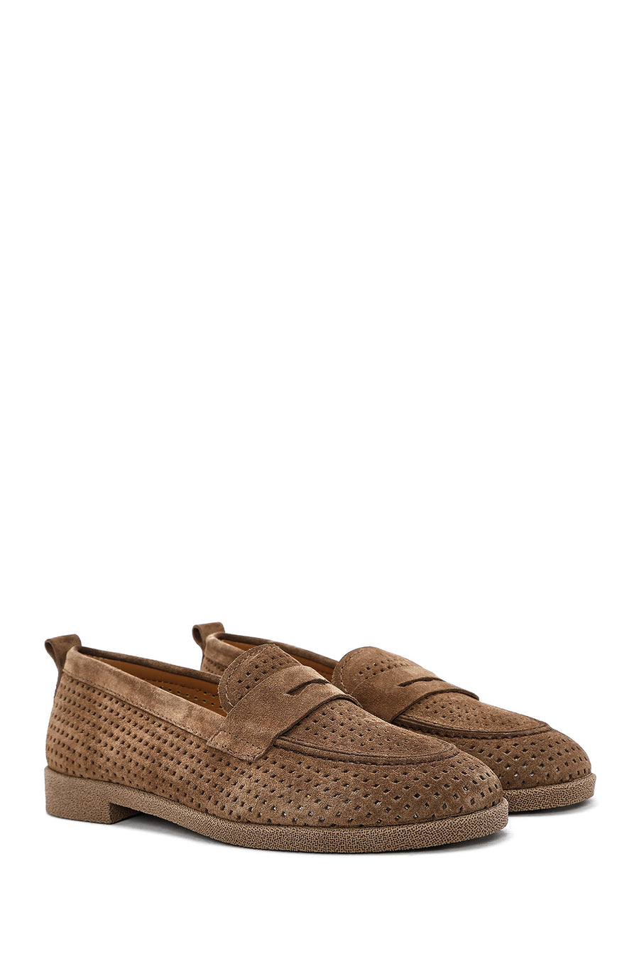 Women's Tan Suede Leather Loafer