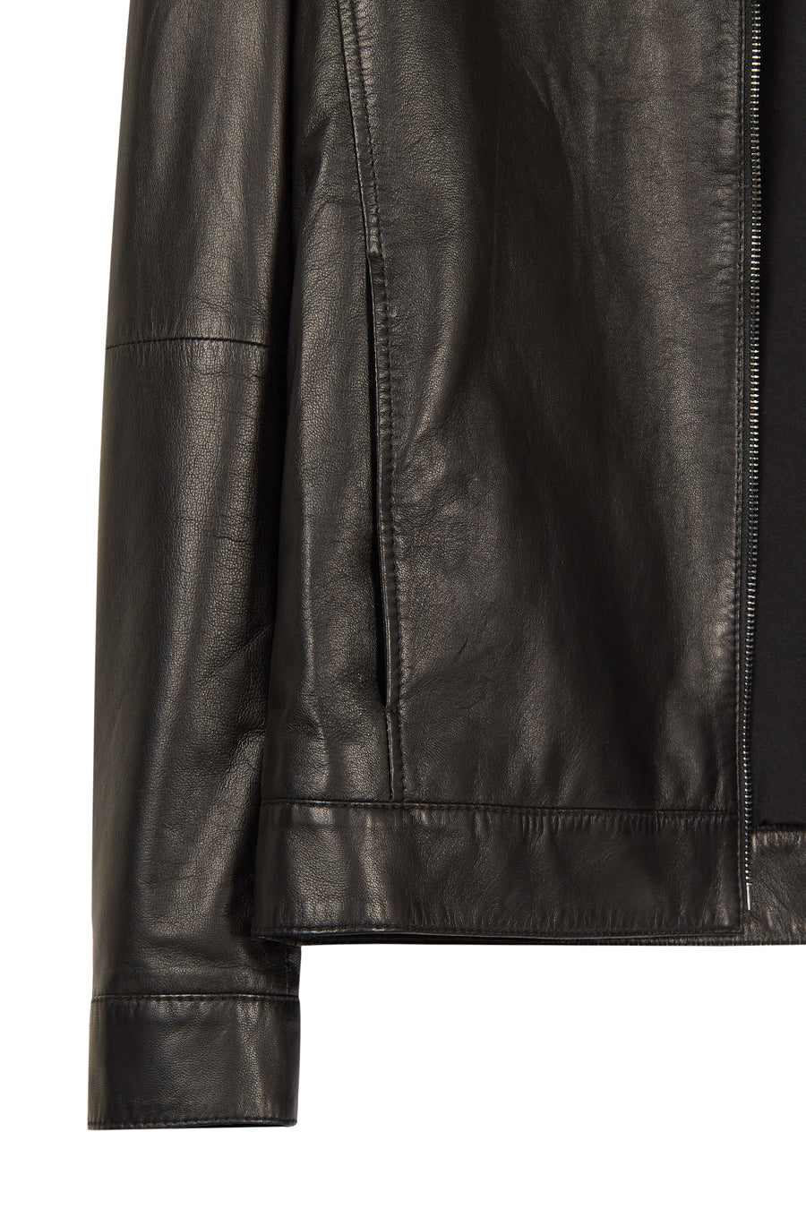 Mane Male Black Mandarin Collar Leather Jacket