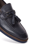 Erkek Lacivert Deri Baskılı Casual Loafer | Derimod