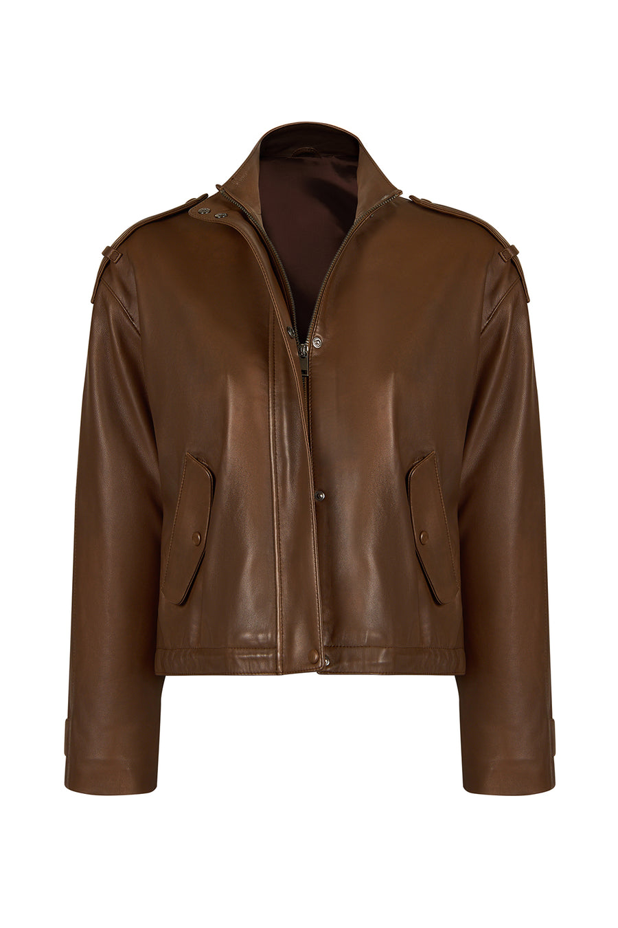 Vera Woman Brown Oversize Leather Jacket 26WGE57214V | Derimod