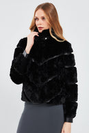 Melrose Women's Black Teddy Leather Jacket | Derimod