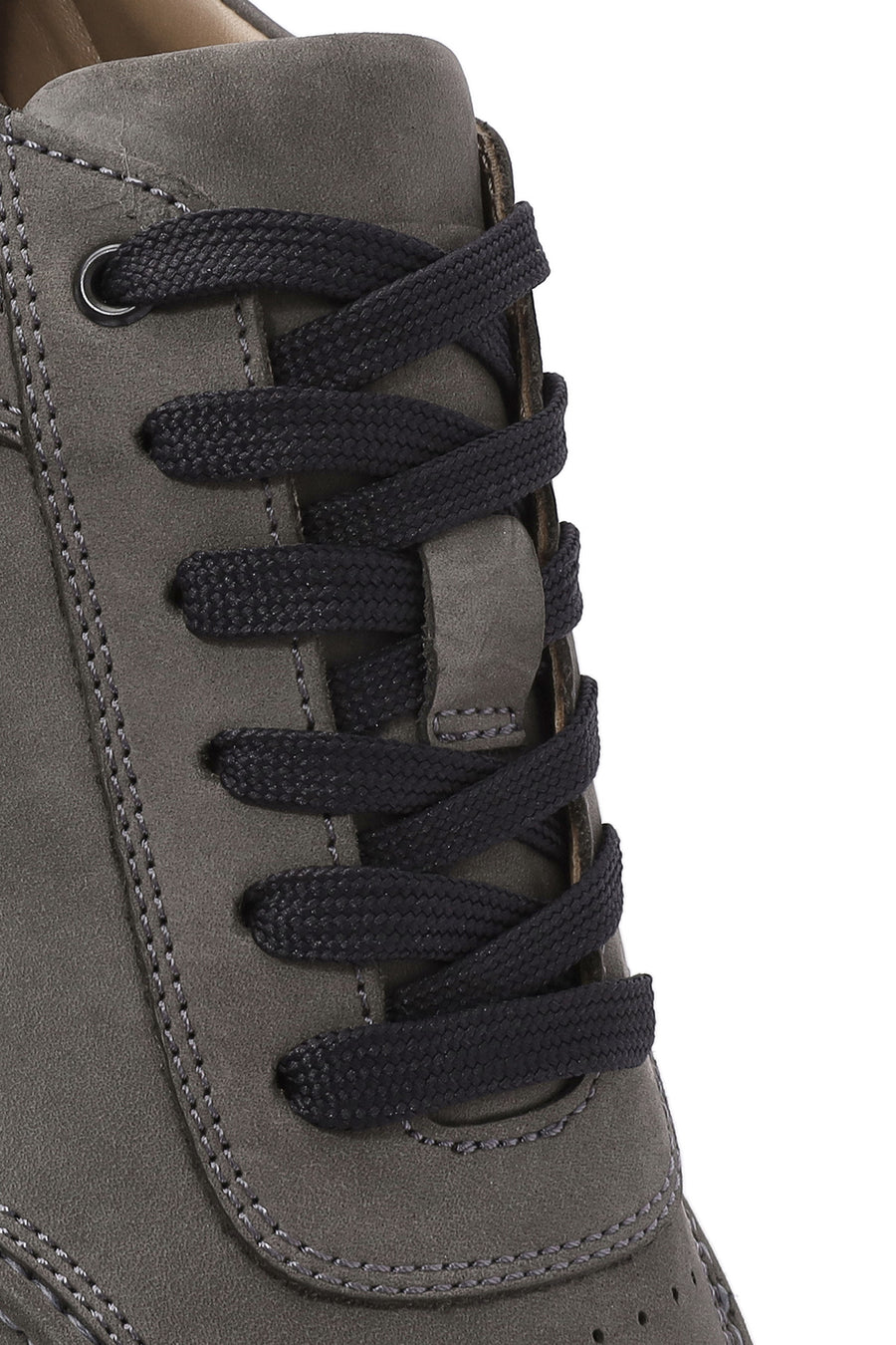 Male Gray Lace-up Nubuck Leather Sneaker