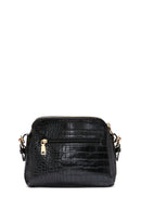 Women's Black Long Strap Crocodile Patterned Crossbody Bag | Derimod