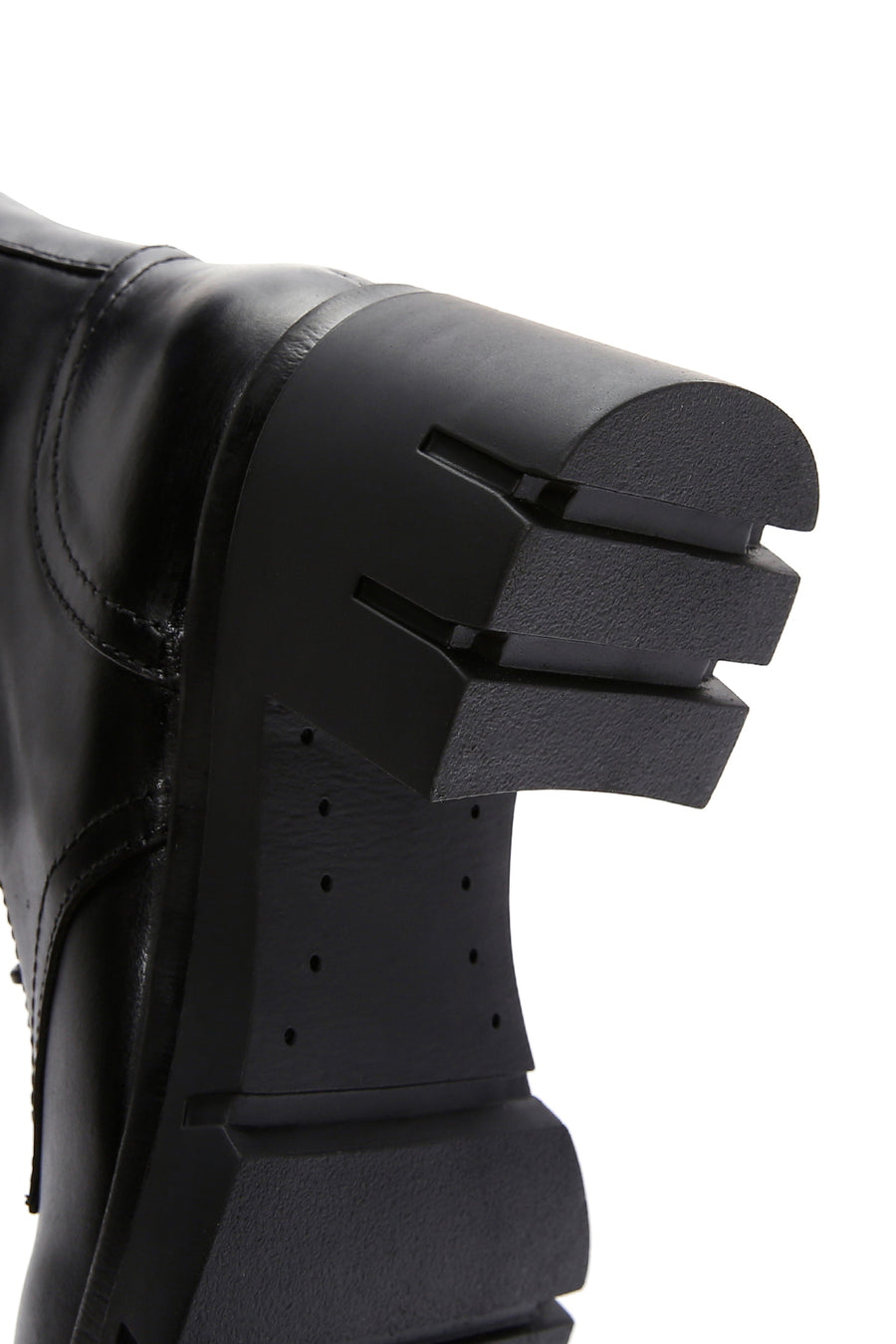 Women's Black Leather Zippered Heeled Boots