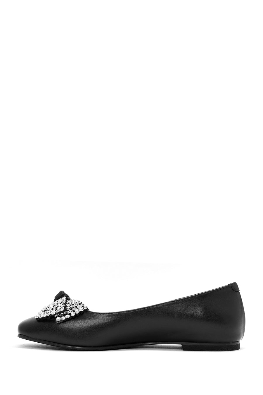 Women's Black Stone Leather Ballerinas