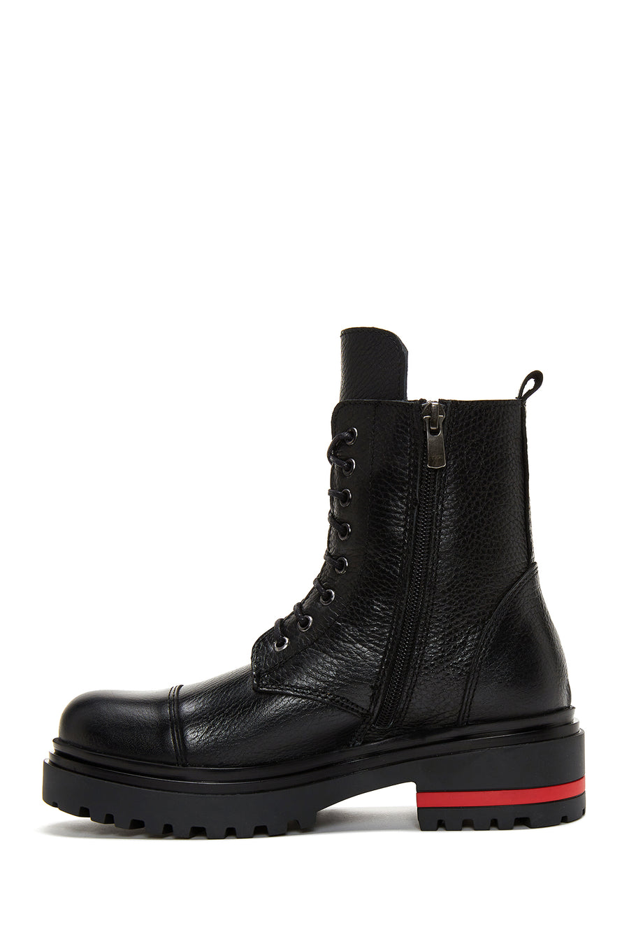 Women's Black Zippered Leather Boots