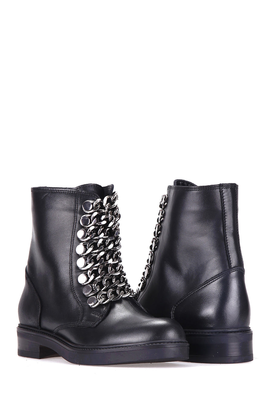 Women's Leather Boots with Chain