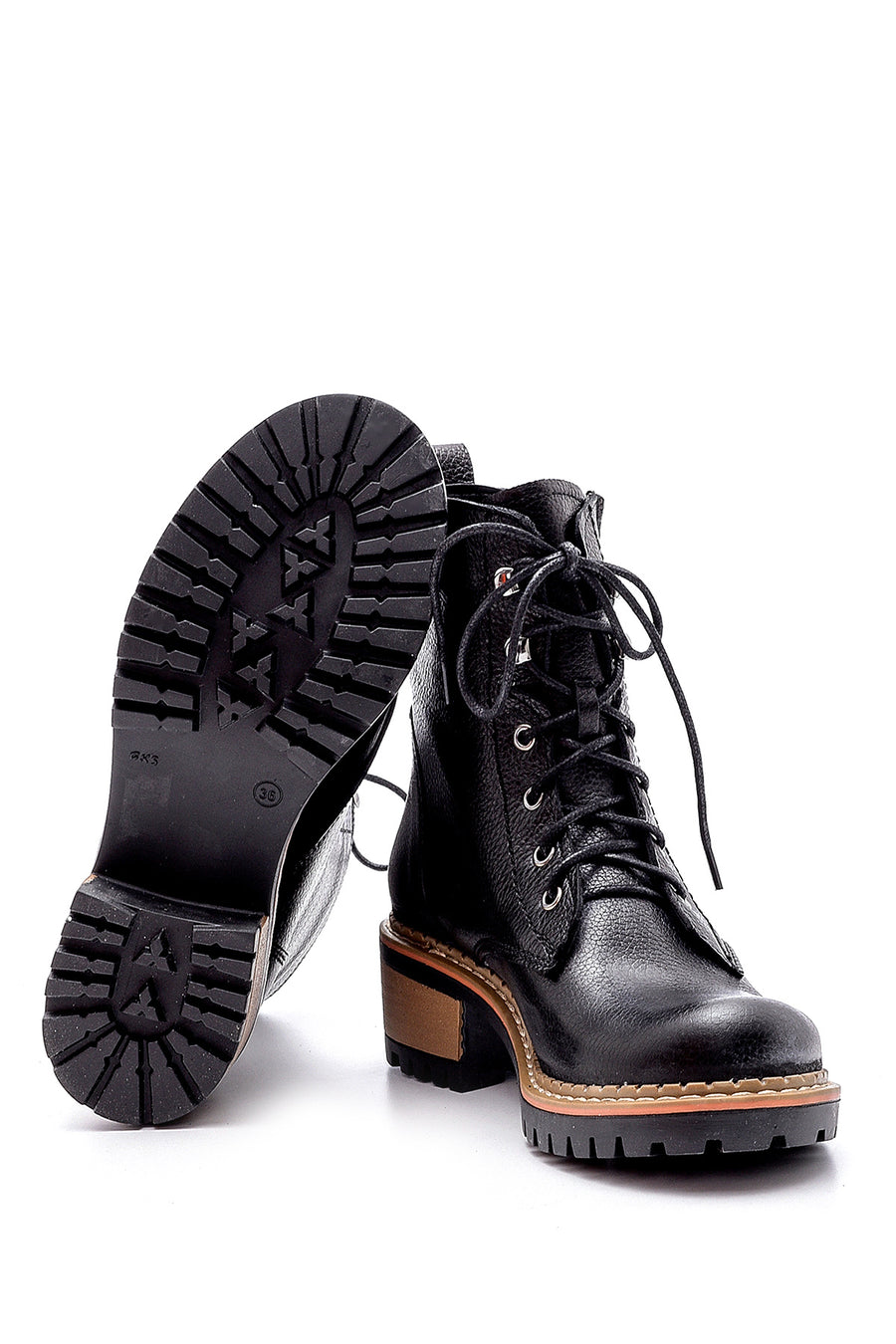 Women's Leather Zipper Detailed Boots