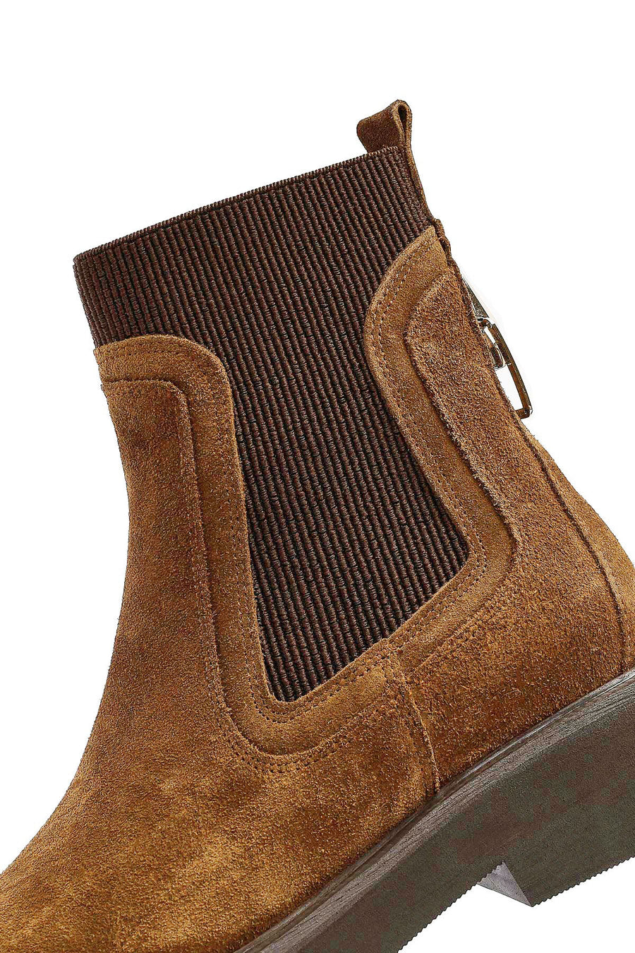 Woman Tan Suede Chelsea Boots