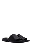 Women's Black Leather Slippers | Derimod