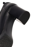 Women's Black Thick Heeled Leather Boots | Derimod