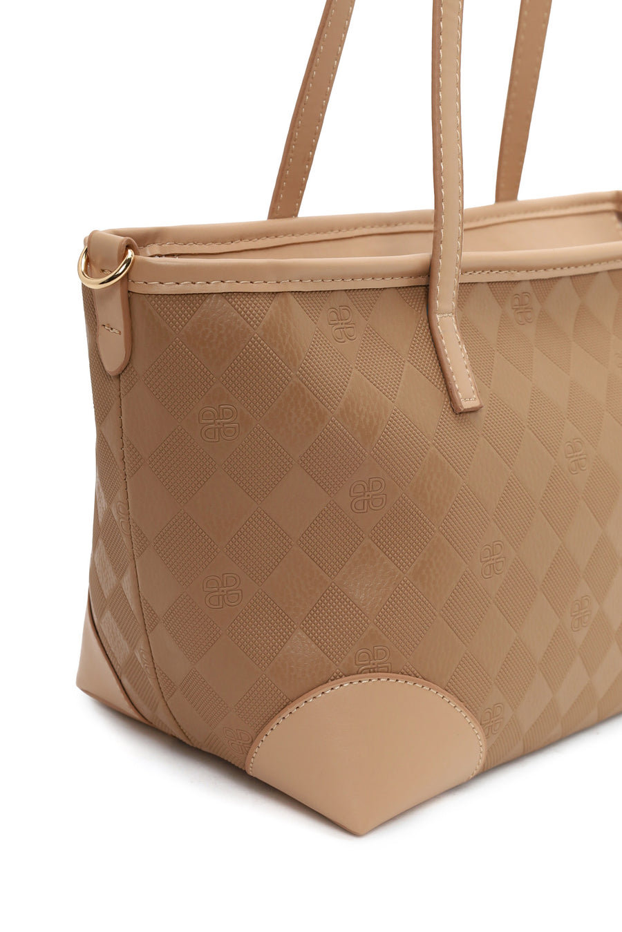 Woman Beige Long-Strap Printed Shoulder Bag