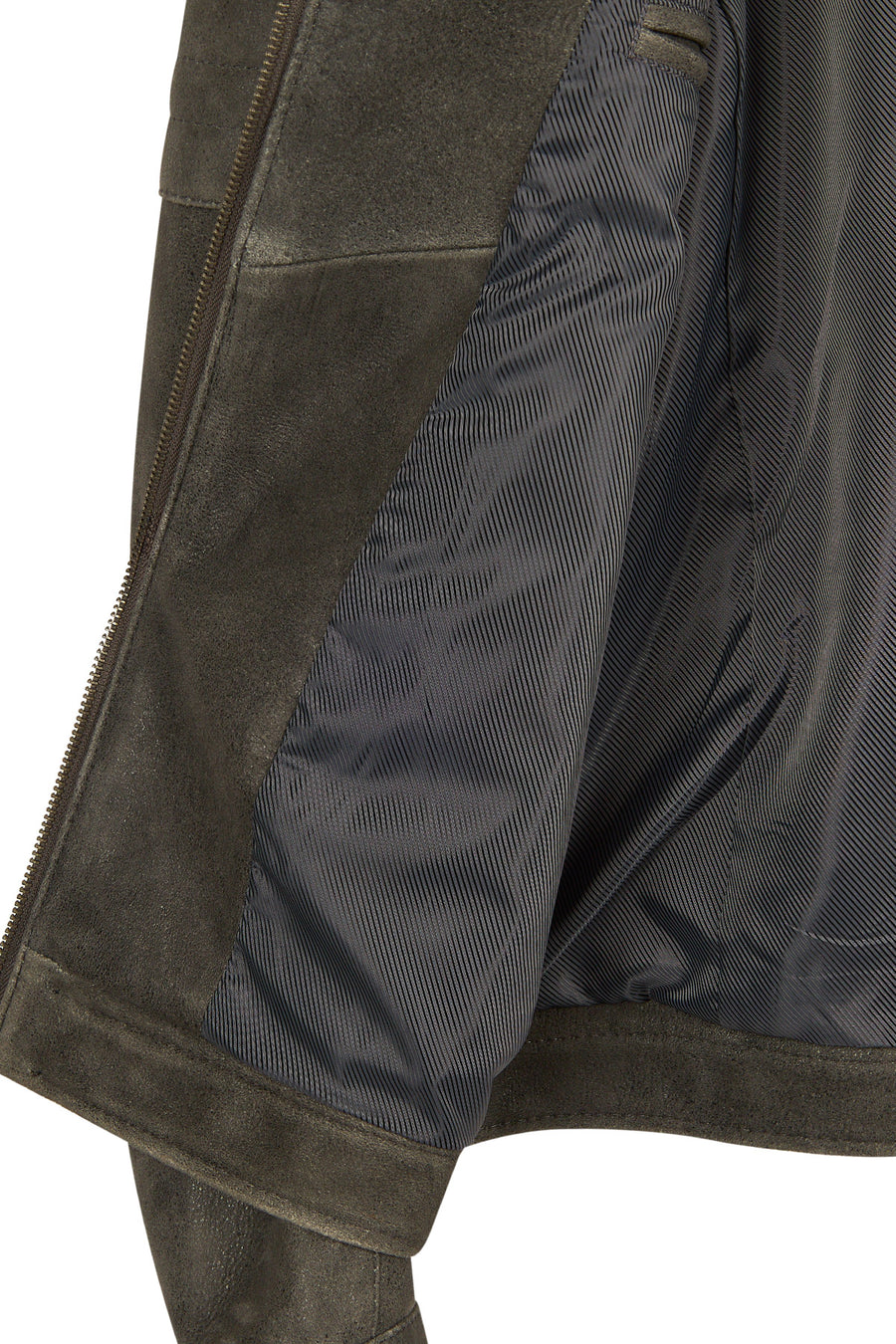 Dexter Male Gray Mandarin Collar Leather Jacket