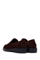 Woman Brown Suede Masculine Loafer | Derimod