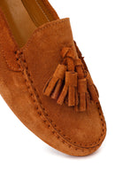 Woman Tan Tasselled Suede Leather Loafer | Derimod