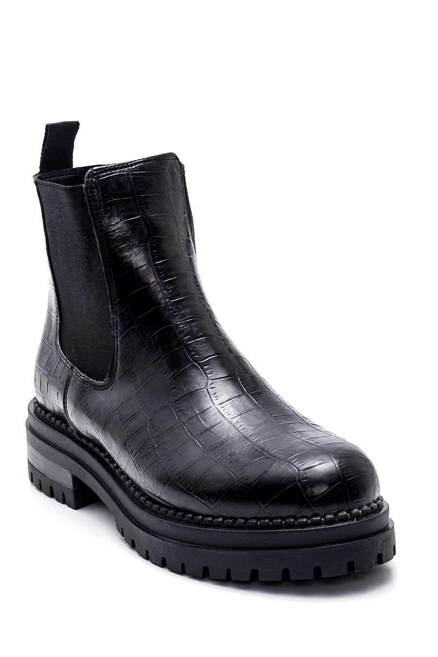Women's Crocodile Patterned Chelsea Boots