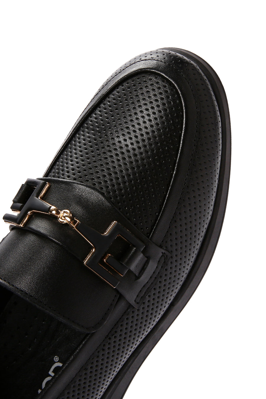 Women's Black Buckled Leather Comfort Loafer