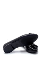 Women's Leather Flower Detailed Ballerinas | Derimod