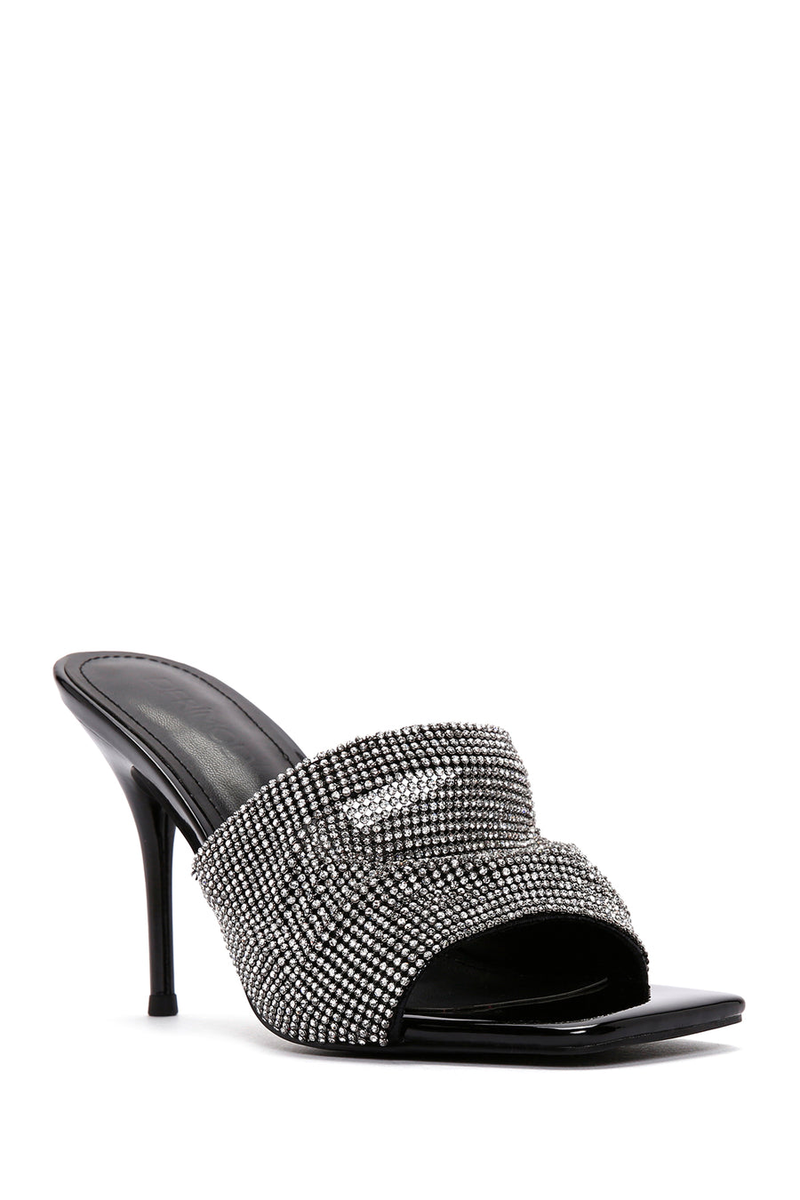 Women's Black Stone Thin Heeled Slippers