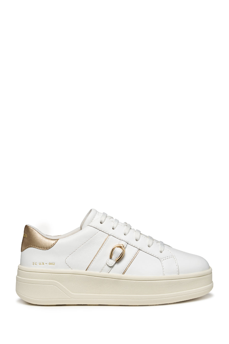 Geox Women White D Spherica Ecub-2 B - Nappa+Me Lace-Up Thick-Soled Leather Sneaker D56WVB085Y2C1327 | Derimod