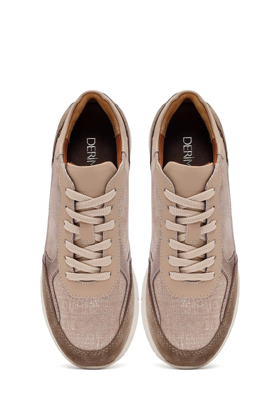 Woman Mink Laced Thick Sole Leather Sneakers