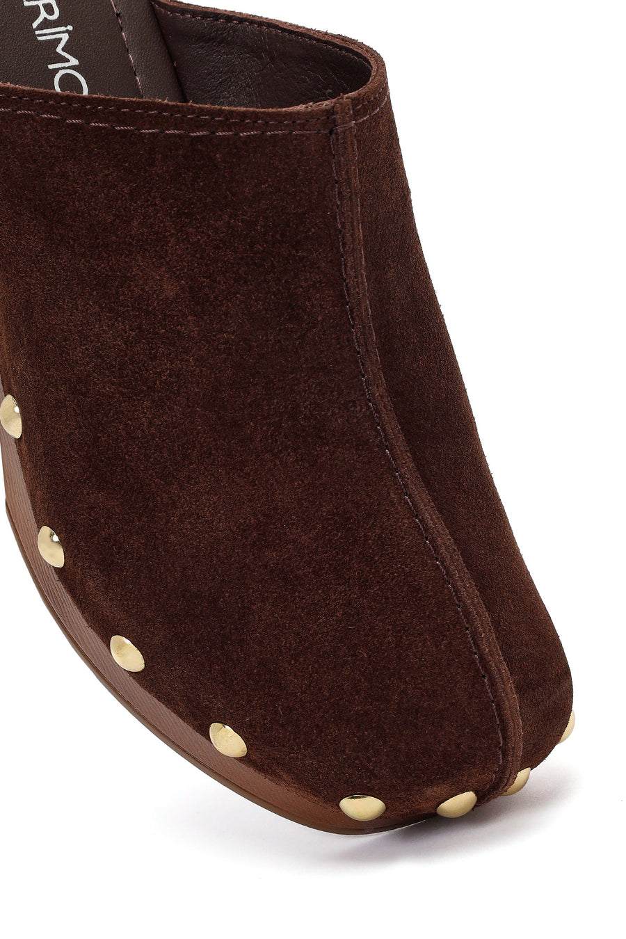 Women's Brown Platform Chunky Heel Suede Leather Slippers