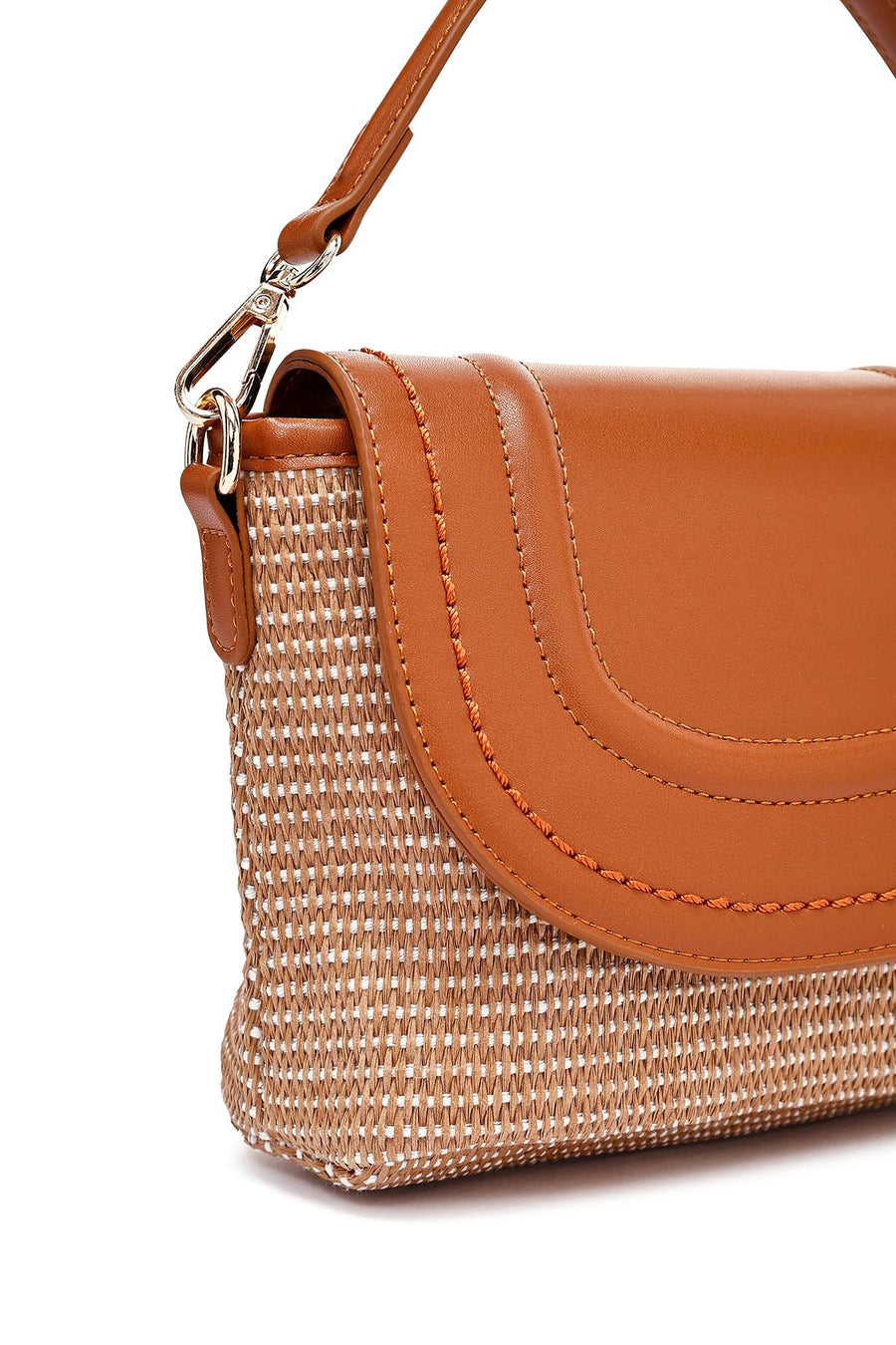 Women's Brown Long Straw Crossbody Bag