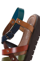 Women's Multicolored Thick-Soled Leather Bodrum Sandals | Derimod