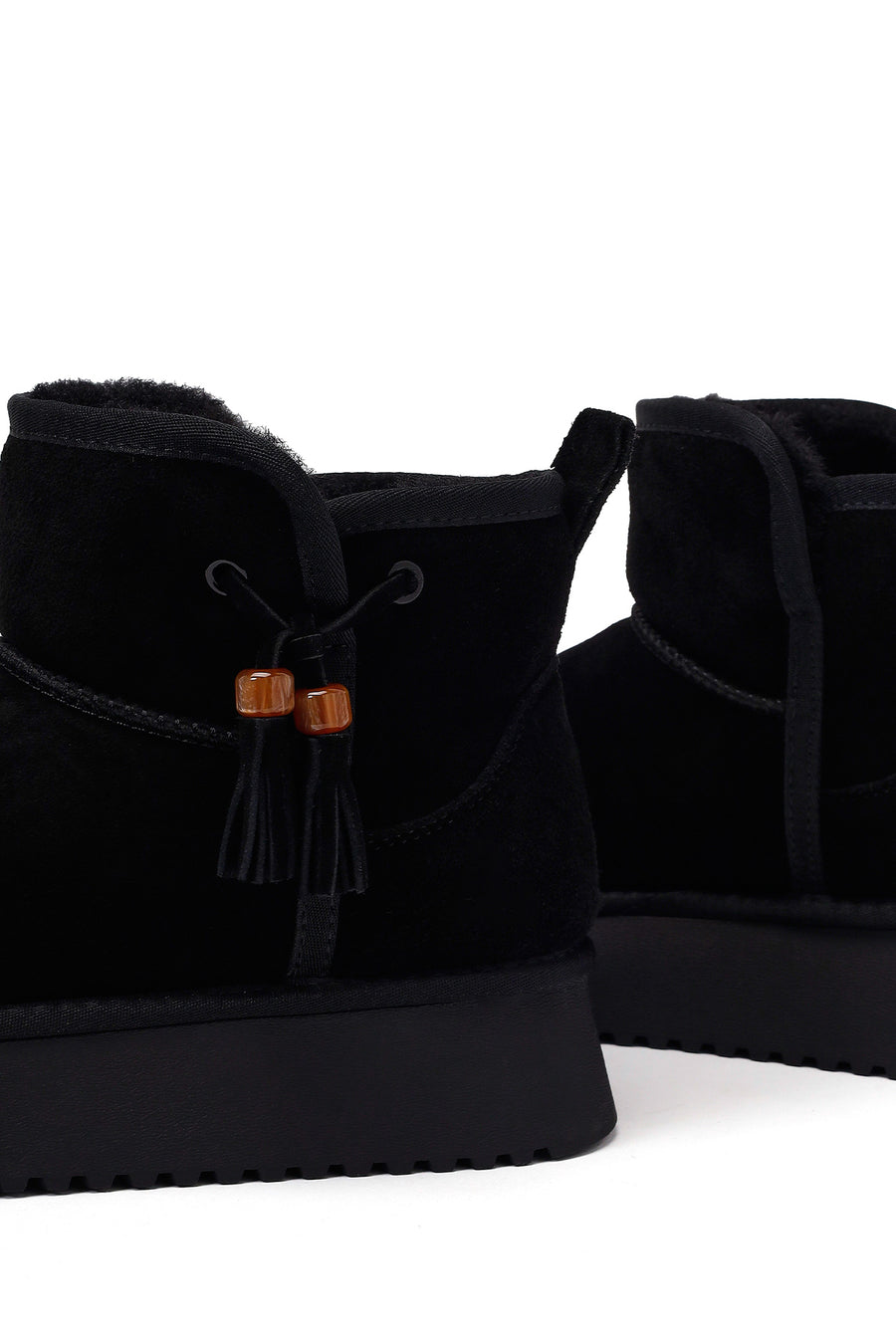 Woman Black Thick-Soled Suede Teddy Boots