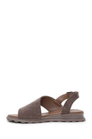 Women's Mink Suede Leather Flat Sandals | Derimod