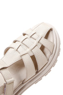 Women's Beige Leather Thick Soled Sandals | Derimod