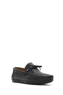 Erkek Siyah Kroko Desenli Deri Casual Loafer | Derimod