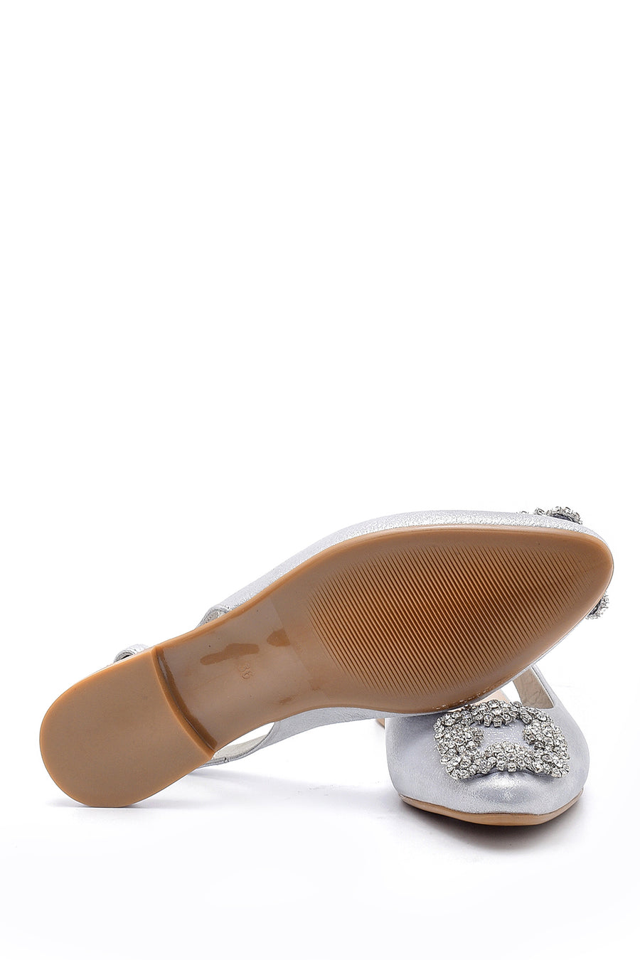 Women's Leather Stone Ballerinas