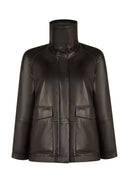 Florida-X Woman Black A-Line Leather Jacket | Derimod