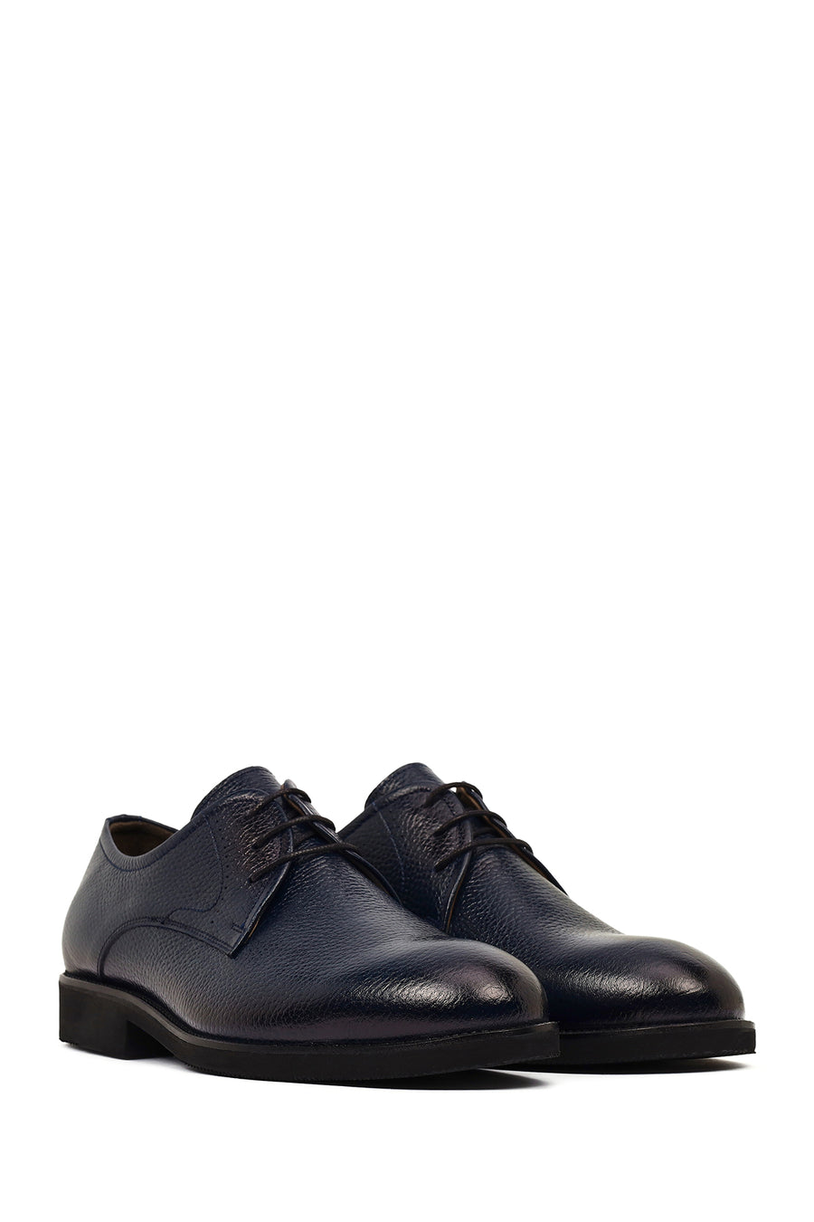Men's Navy Blue Lace-up Leather Casual Shoes