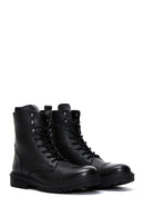 Men's Black Leather Zippered Boots | Derimod
