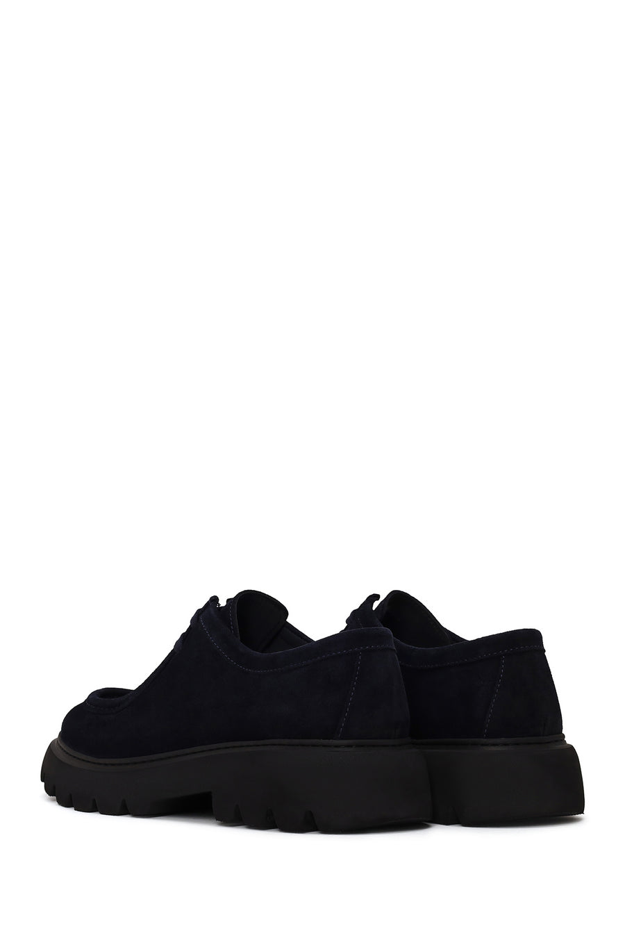 Male Navy Blue Lace-Up Thick-Soled Suede Casual Shoes