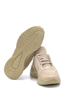 Kadın Bej Deri Yüksek Taban Sneaker | Derimod